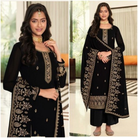 Heavy Faux Blooming Georgette With Embroidery And Sequence Work Palazzo Suit (HP31)